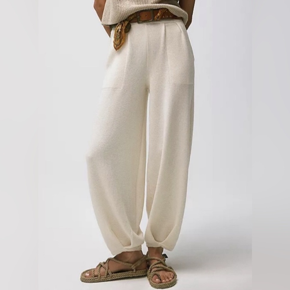Free People: Beach Freya cream knit harem pants, size M